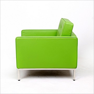 Florence Knoll Lounge Chair - Apple Green Leather - with Buttons