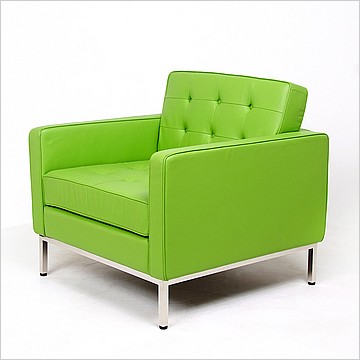 Florence Knoll Lounge Chair - Apple Green Leather