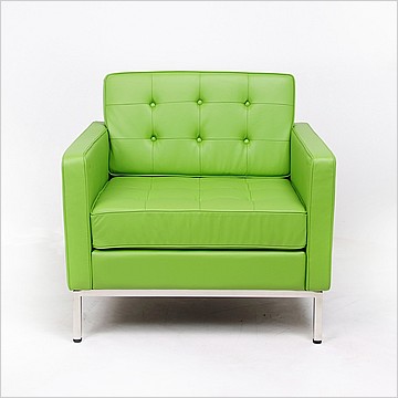 Florence Knoll Lounge Chair - Apple Green Leather