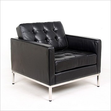 Florence Knoll Lounge Chair - Shiny Premium Black Leather