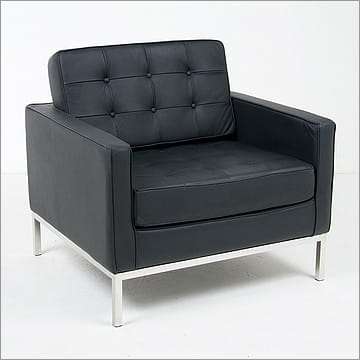 Florence Knoll Lounge Chair - Shiny Premium Black Leather