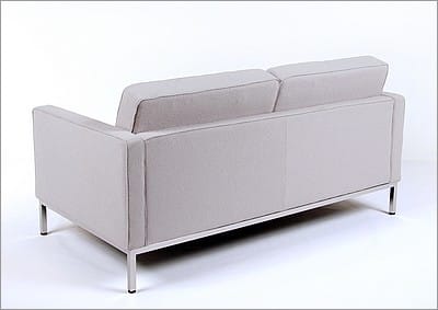 Florence Knoll Loveseat - Silver Gray Fabric - No Buttons
