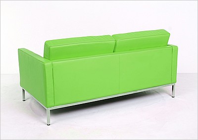 Florence Knoll Loveseat - Apple Green Leather