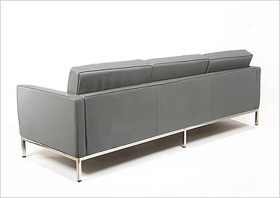 Florence Knoll Sofa - Charcoal Gray Leather - with Buttons