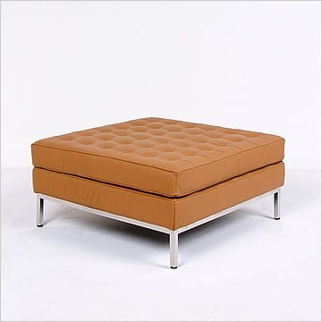 Florence Knoll Large Square Ottoman - Autumn Tan Leather