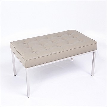 Clearance: Florence Knoll 35 Inch Bench - Parchment Leather - with Buttons