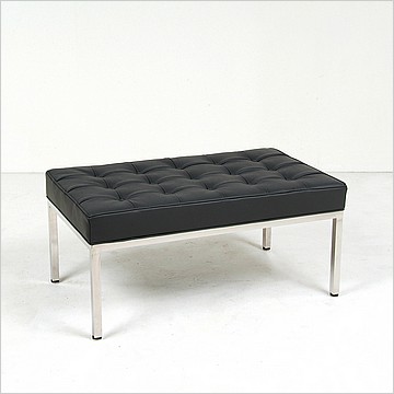 Florence Knoll Style: 36 Inch Bench - Standard Black Leather