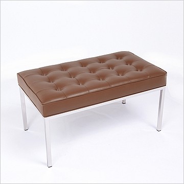 Clearance: Florence Knoll 36 Inch Bench - Espresso Brown Leather - with Buttons