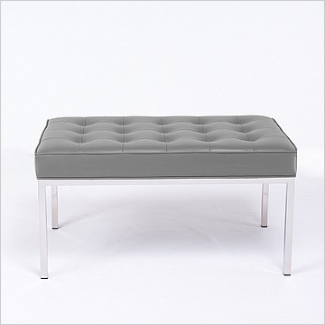 Florence Knoll Style: 36 Inch Bench - Cloud Gray Leather