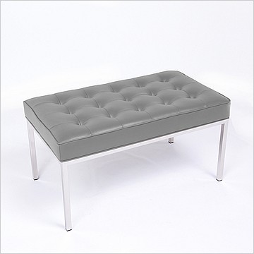 Florence Knoll Style: 36 Inch Bench - Cloud Gray Leather