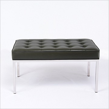Florence Knoll Style: 36 Inch Bench - Premium Black Leather
