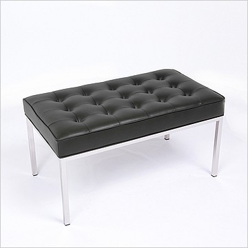 Florence Knoll Style: 36 Inch Bench - Premium Black Leather
