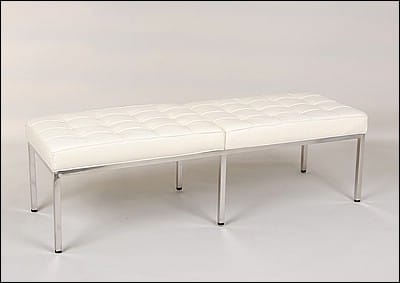 Florence Knoll 60 Inch Bench - Beige White Leather