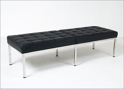 Florence Knoll Style: 60 Inch Bench - Standard Black Leather