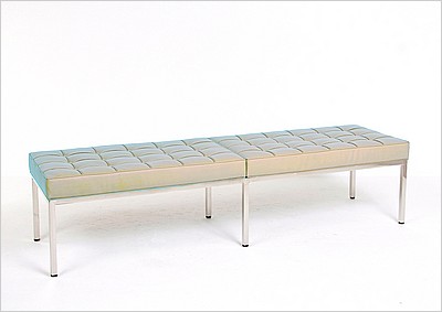 Clearance: Florence Knoll 72 inch Bench - Parchment Leather - with Buttons