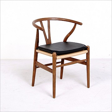 Web Special: Black Leather Wishbone Chair - Wegner Style