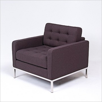 Clearance: Florence Knoll Lounge Chair - Mica Gray Fabric - with Buttons