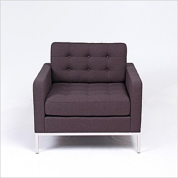 Clearance: Florence Knoll Lounge Chair - Mica Gray Fabric - with Buttons