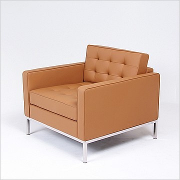 Clearance: Florence Knoll Lounge Chair - Earth Tan Leather - No Buttons