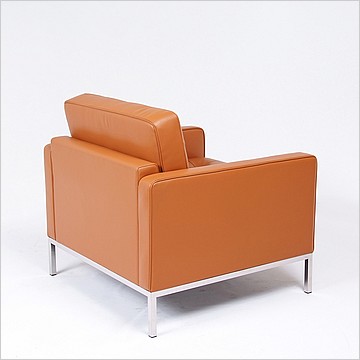 Clearance: Florence Knoll Lounge Chair - Sienna Brown Leather - with Buttons
