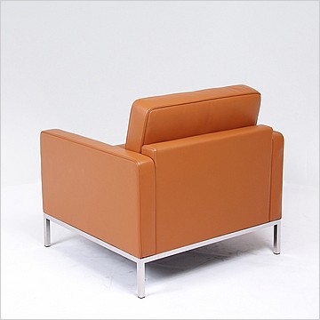 Clearance: Florence Knoll Lounge Chair - Sienna Brown Leather - with Buttons