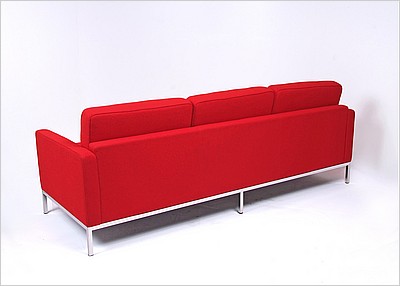 Clearance: Florence Knoll Sofa - Cayenne Red Fabric - with Buttons