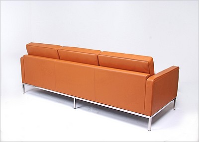 Clearance: Florence Knoll Sofa - Sienna Brown Leather - with Buttons