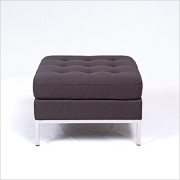 Clearance: Florence Knoll Ottoman (Square Small) - Mica Gray Fabric - with Buttons