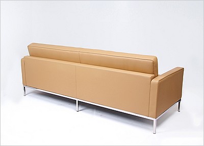 Clearance: Florence Knoll Sofa (Single Width Cushions) - Driftwood Tan Leather - No Buttons