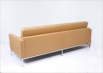 Clearance: Florence Knoll Sofa (Single Width Cushions) - Driftwood Tan Leather - No Buttons