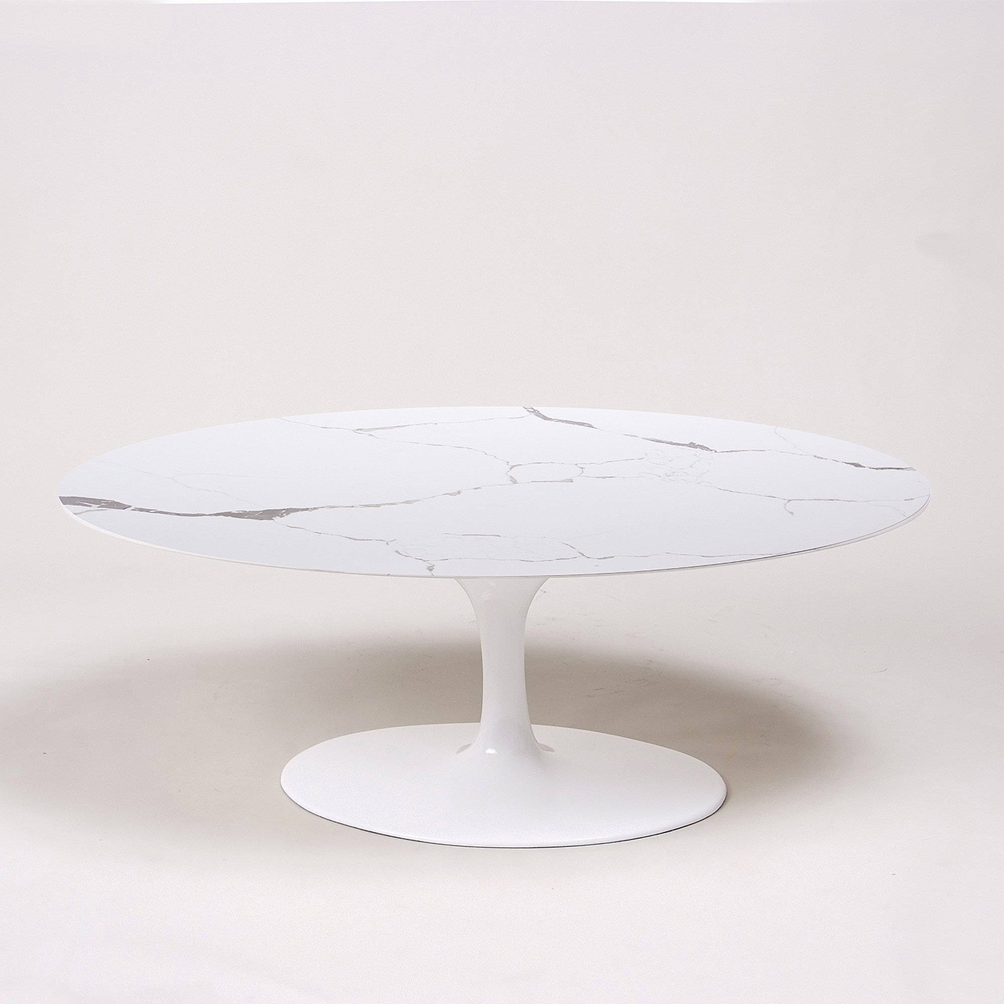 Tulip Coffee Table Oval Quartz Top Eero Saarinen Knoll Replica by ModernClassics