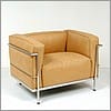 Le Corbusier Style LC3 Feather Relaxed Chair - Driftwood Tan - View 1