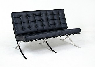 Show product details for Exhibition Loveseat - Standard Black Leather