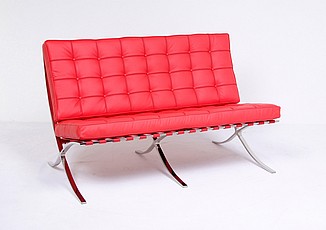 Show product details for Exhibition Loveseat - Standard Red Leather