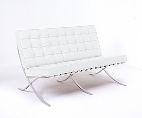 Exhibition Loveseat - Porcelain White Leather