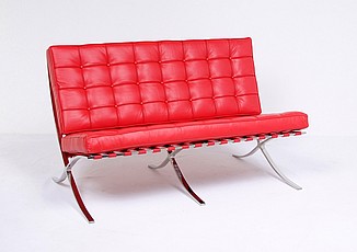Exhibition Loveseat - Premium Red Leather