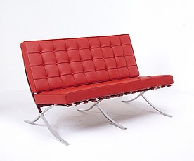 Show product details for Exhibition Loveseat - Burgundy Leather