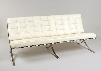 Exhibition Sofa - Beige White Leather