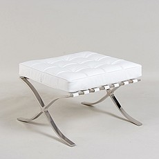 Exhibition Footstool - Arctic White Leather