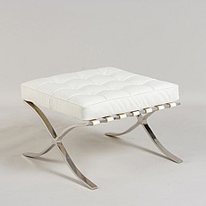 Exhibition Footstool - Polar White Leather