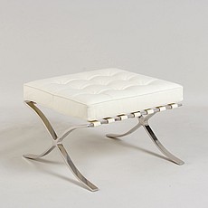 Exhibition Footstool - Beige White Leather