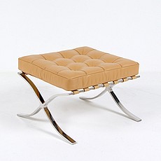 Exhibition Footstool - Driftwood Tan Leather