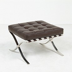 Exhibition Footstool - Espresso Brown Leather