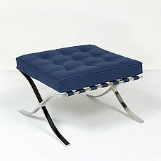 Exhibition Footstool - Navy Blue Leather