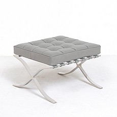 Exhibition Footstool - Nimbus Gray Leather
