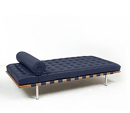 Show product details for Exhibition Daybed - Navy Blue Leather