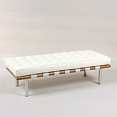 Show product details for Exhibition 2-Seat Bench - Polar White Leather
