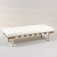 Exhibition 2-Seat Bench - Polar White Leather