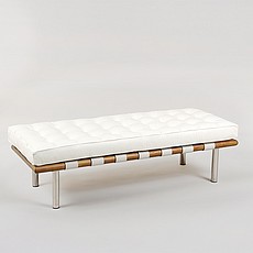 Exhibition 2-Seat Bench - Alpine White Leather