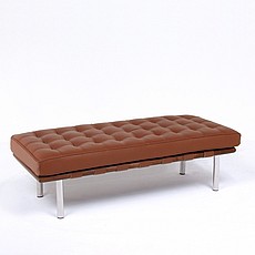 Show product details for Exhibition 2-Seat Bench - Saddle Brown Leather